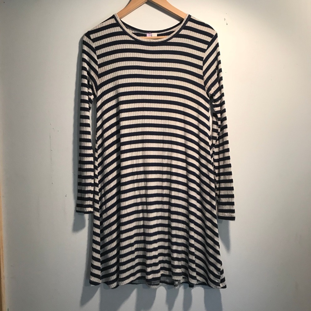 Blue and Cream Striped Dress